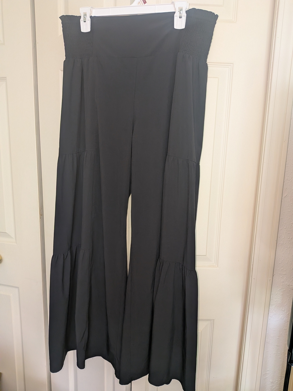 HALARA Black Smocked-Waist Wide Leg Palazzo Pants